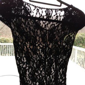 HANKEY PANKEY LACE FLOWERED BLOUSE Black Small Stretch
